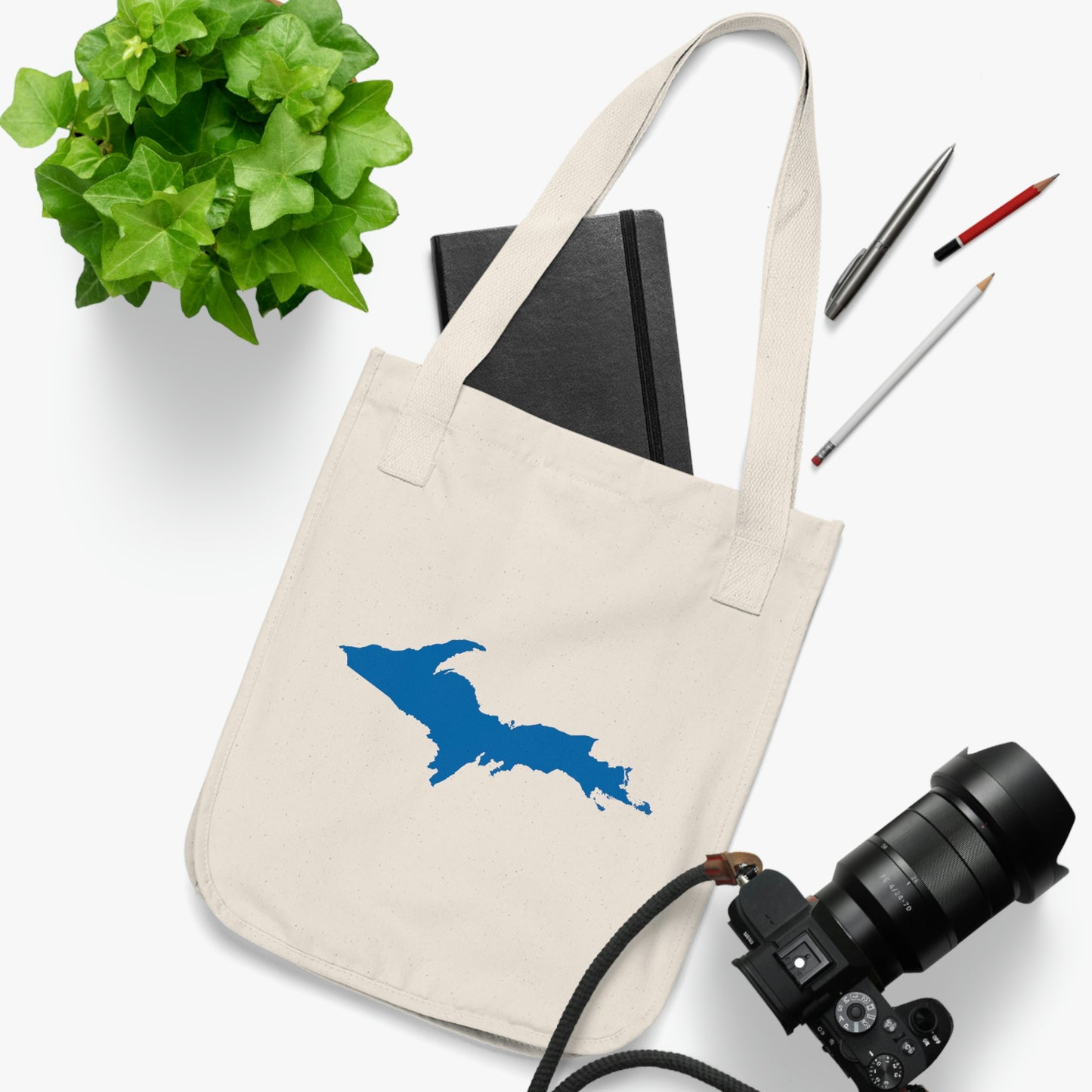 Michigan Upper Peninsula Heavy Tote Bag (w/ Azure UP Outline)