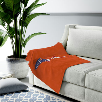 Michigan Upper Peninsula Plush Blanket (w/ UP USA Flag Outline) | Maple Leaf Orange