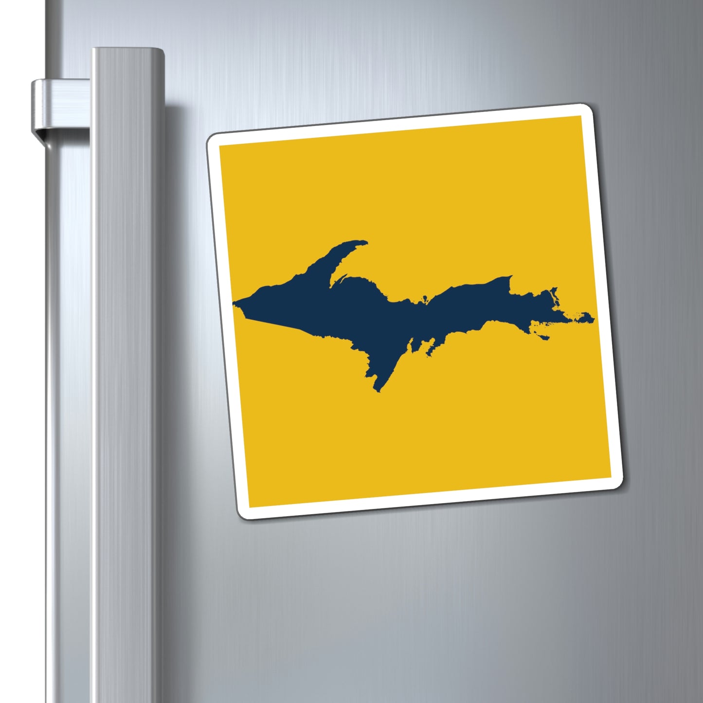 Michigan Upper Peninsula Square Magnet (Gold w/ Navy UP Outline)