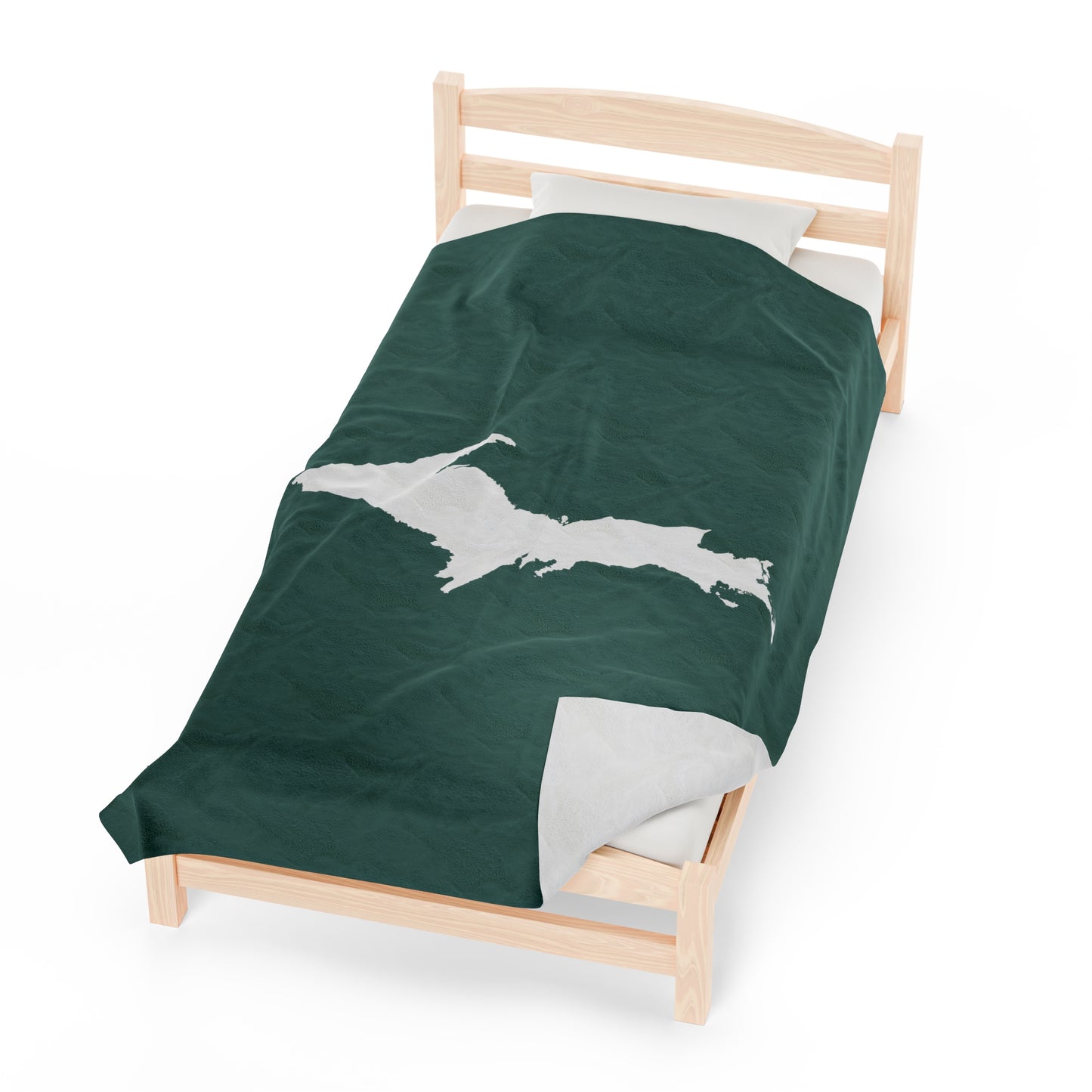 Michigan Upper Peninsula Plush Blanket (w/ UP Outline) | Copper Green