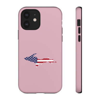 Michigan Upper Peninsula Tough Phone Case (Pink w/ UP USA Flag Outline) | Apple iPhone