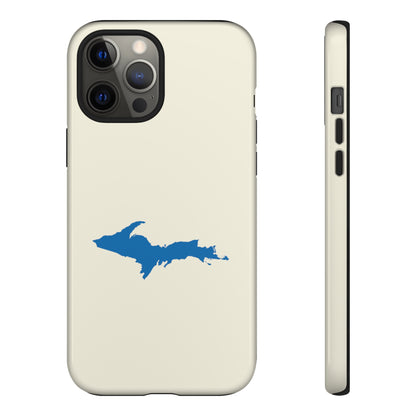 Michigan Upper Peninsula Tough Phone Case (Ivory Color w/ Azure UP Outline) | Apple iPhone