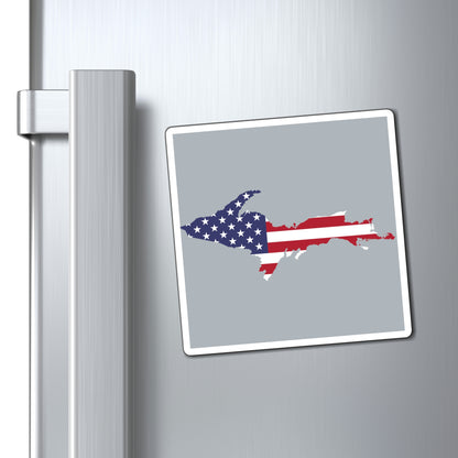 Michigan Upper Peninsula Square Magnet (Silver w/ UP USA Flag Outline)