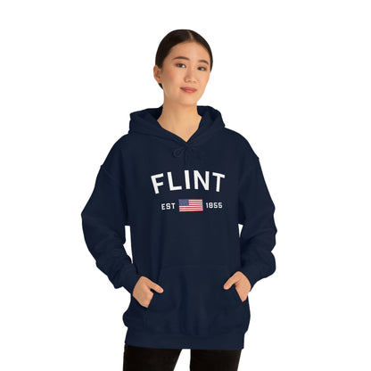 'Flint EST 1855' Hoodie (w/USA Flag Outline) | Unisex Standard