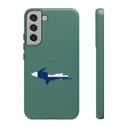 Michigan Upper Peninsula Tough Phone Case (Copper Green w/ UP Finland Flag Outline) | Samsung & Pixel Android