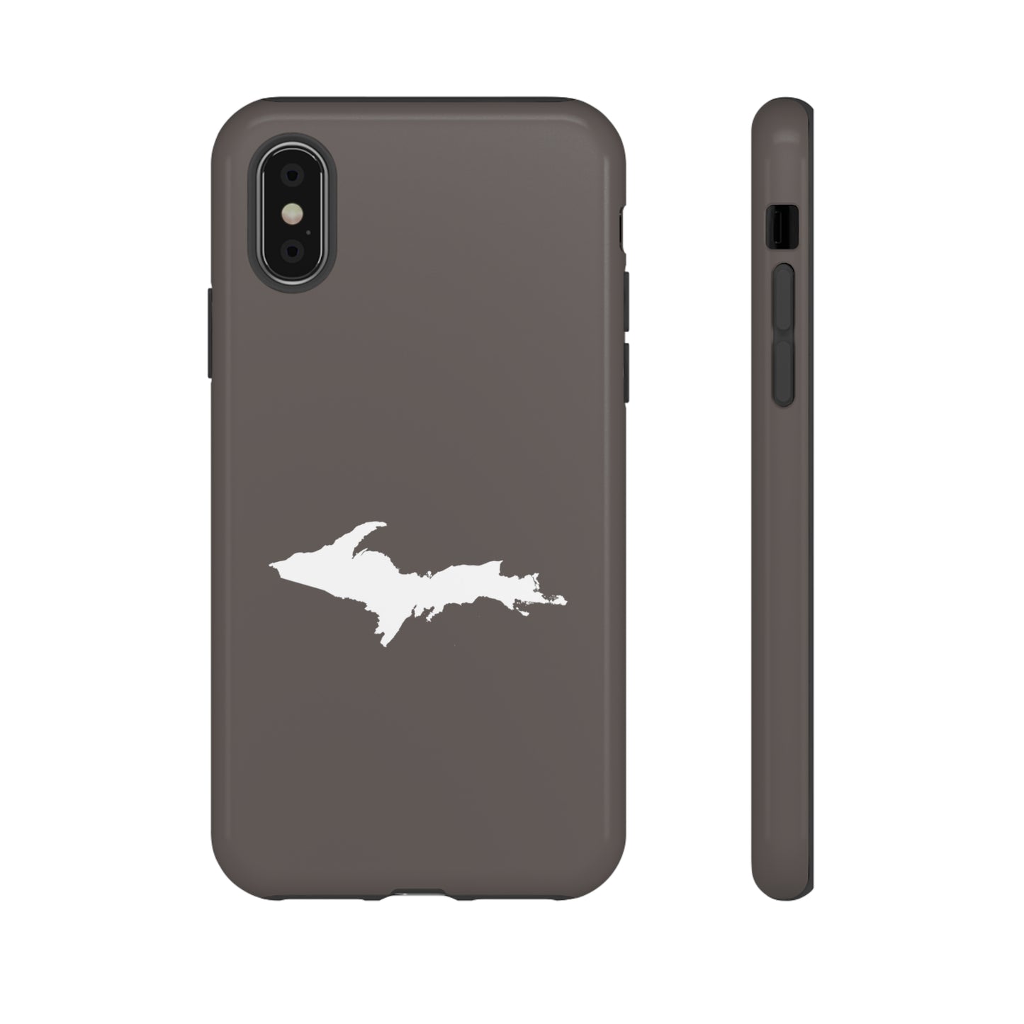 Michigan Upper Peninsula Tough Phone Case (Warren Tank Grey w/ UP Outline) | Apple iPhone