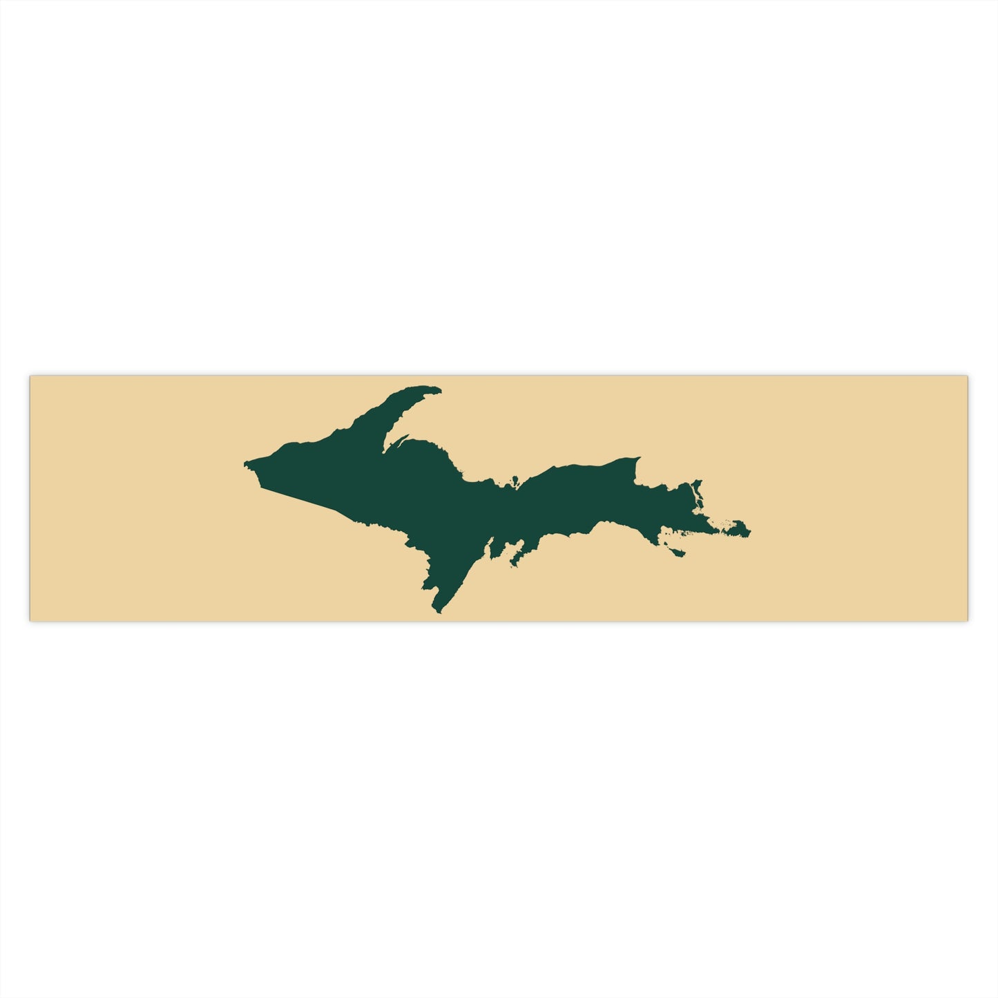 Michigan Upper Peninsula Bumper Sticker (w/ Green UP Outline) | Maple Color Background