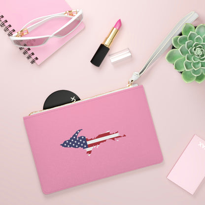 Michigan Upper Peninsula Clutch Bag ('67 Caddie Pink w/UP USA Flag Outline)