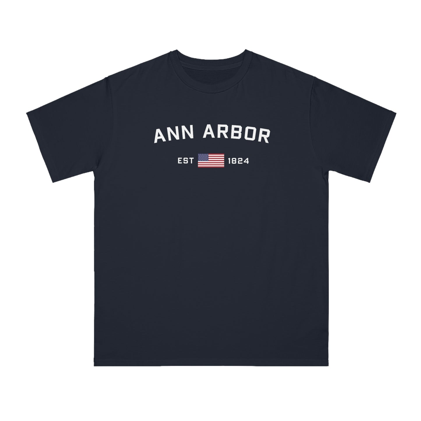 'Ann Arbor EST 1824' T-Shirt (w/ USA Flag) | Organic Unisex