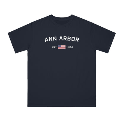 'Ann Arbor EST 1824' T-Shirt (w/ USA Flag) | Organic Unisex