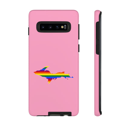 Michigan Upper Peninsula Tough Phone Case ('67 Caddie Pink w/ UP Pride Flag Outline) | Samsung & Pixel Android