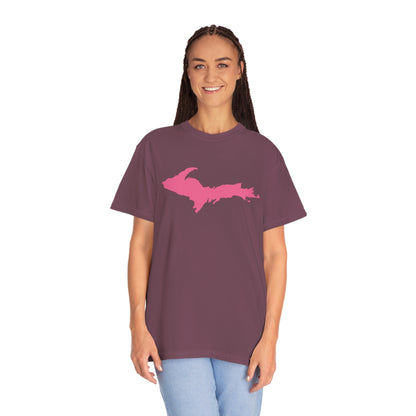 Michigan Upper Peninsula T-Shirt (w/ Pink UP Outline) | Unisex Garment-Dyed