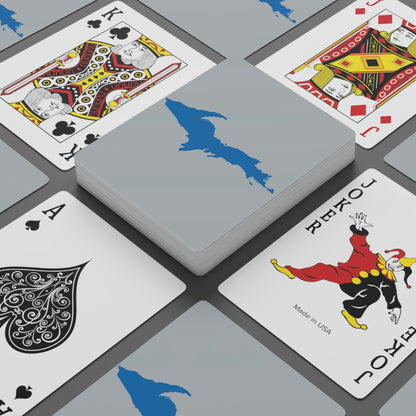 Michigan Upper Peninsula Poker Cards (Silver w/ Azure UP Outline)