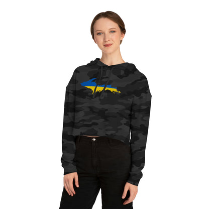 Michigan Upper Peninsula Hoodie (w/ UP Ukraine Flag Outline) | Lightweight Cropped