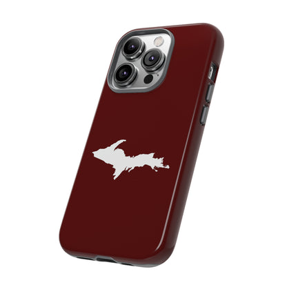 Michigan Upper Peninsula Tough Phone Case (Cherrywood Red w/ UP Outline) | Apple iPhone