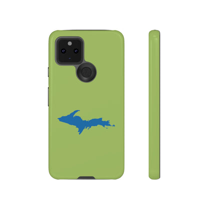 Michigan Upper Peninsula Tough Phone Case (Gooseberry Green w/ Azure UP Outline) | Samsung & Pixel Android