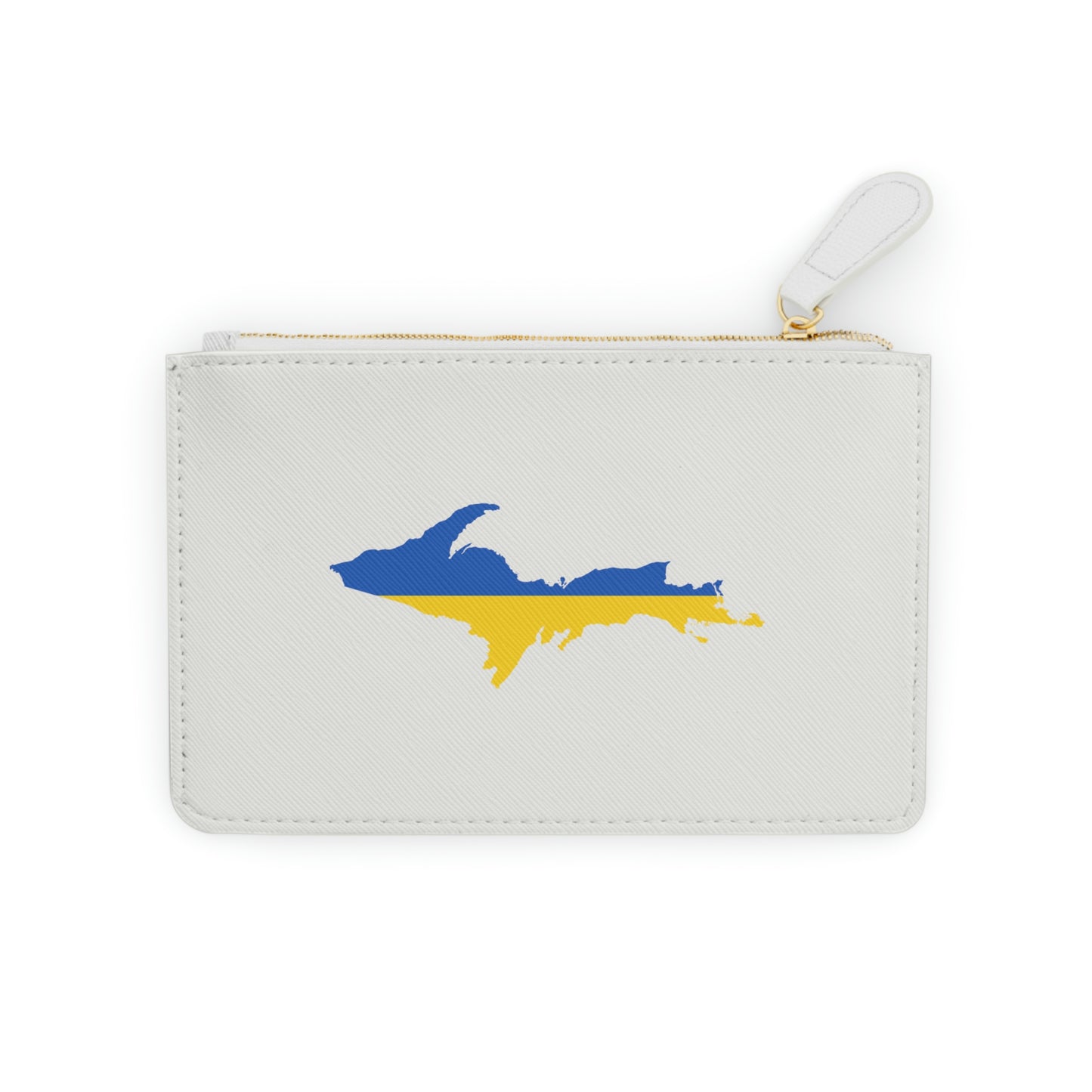 Michigan Upper Peninsula Mini Clutch Bag (Birch Bark White w/ UP Ukraine Flag Outline)