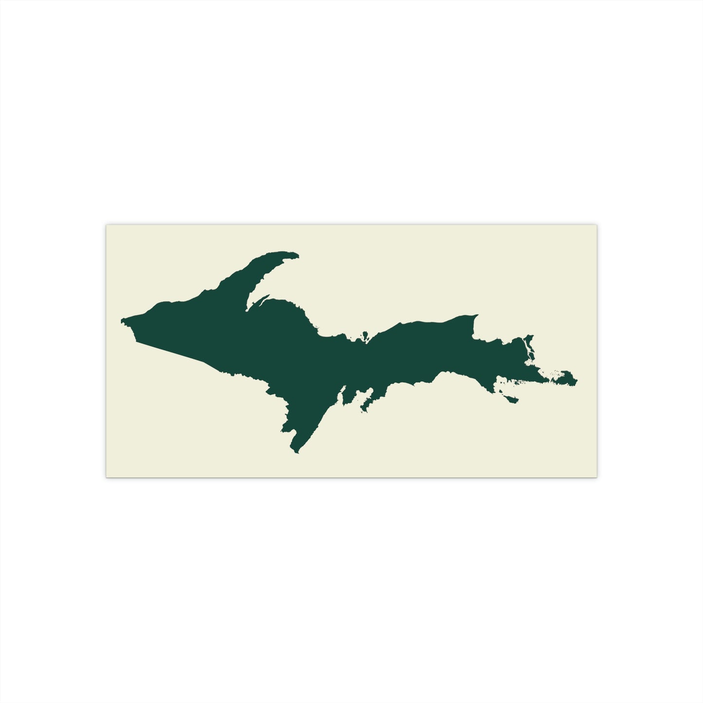 Michigan Upper Peninsula Bumper Sticker (w/ Green UP Outline) | Ivory Color Background