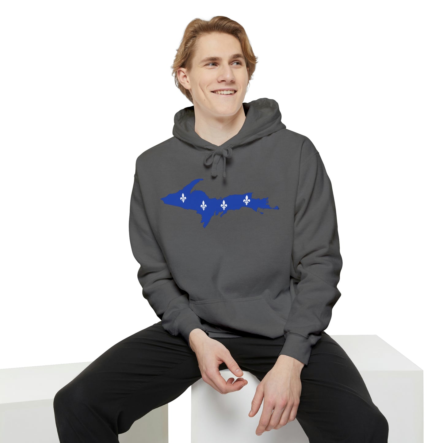 Michigan Upper Peninsula Hoodie (w/ UP Quebec Flag Outline) | Unisex Garment-Dyed