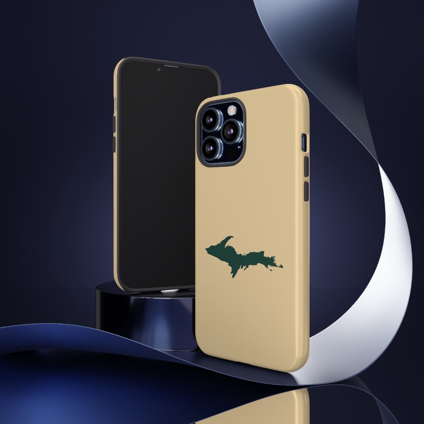 Michigan Upper Peninsula Tough Phone Case (Maple Color w/ Green UP Outline) | Apple iPhone