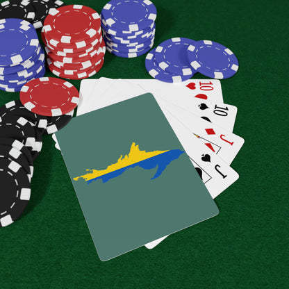 Michigan Upper Peninsula Poker Cards (Copper Green w/ UP Ukraine Flag Outline)