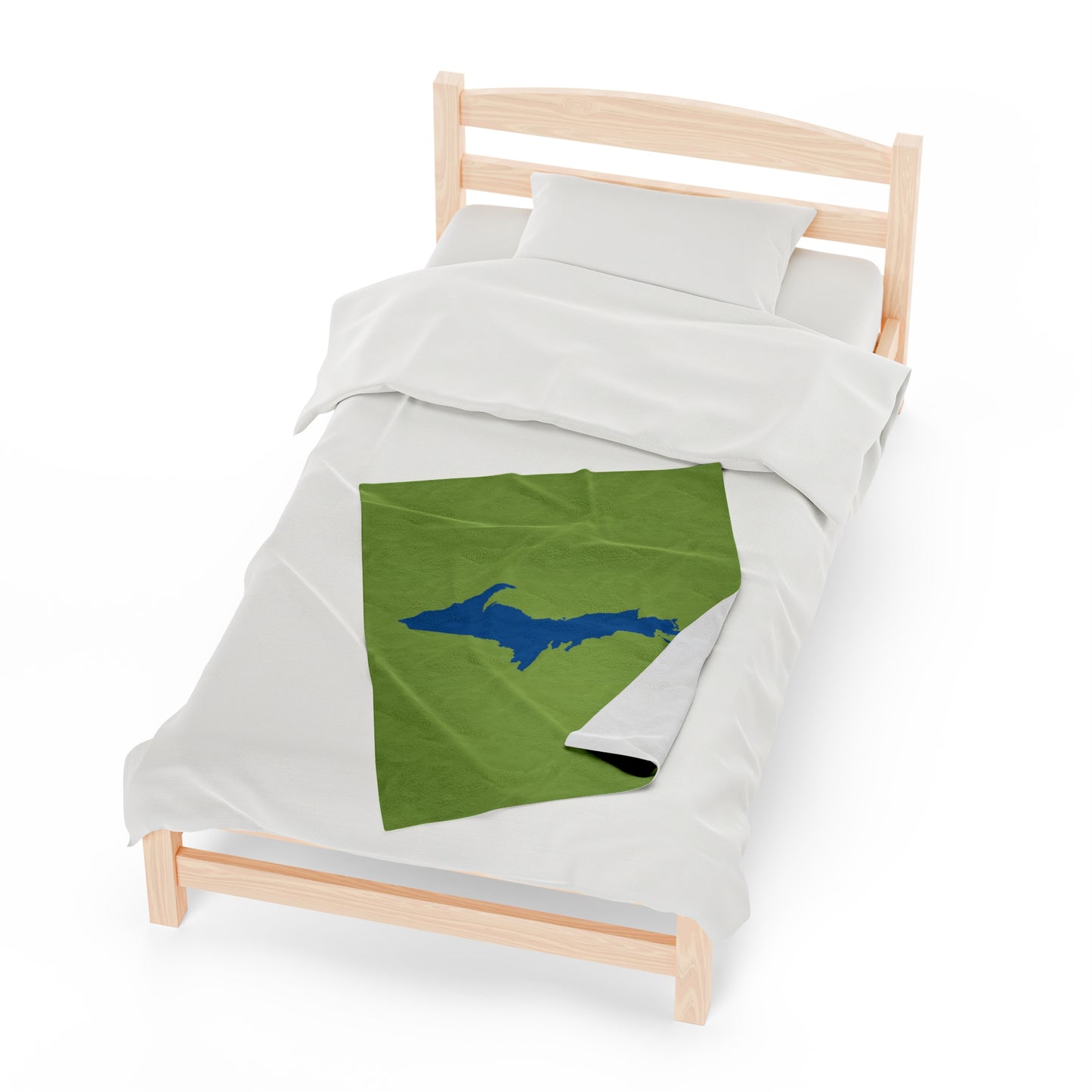 Michigan Upper Peninsula Plush Blanket (w/ Azure UP Outline) | Gooseberry Green