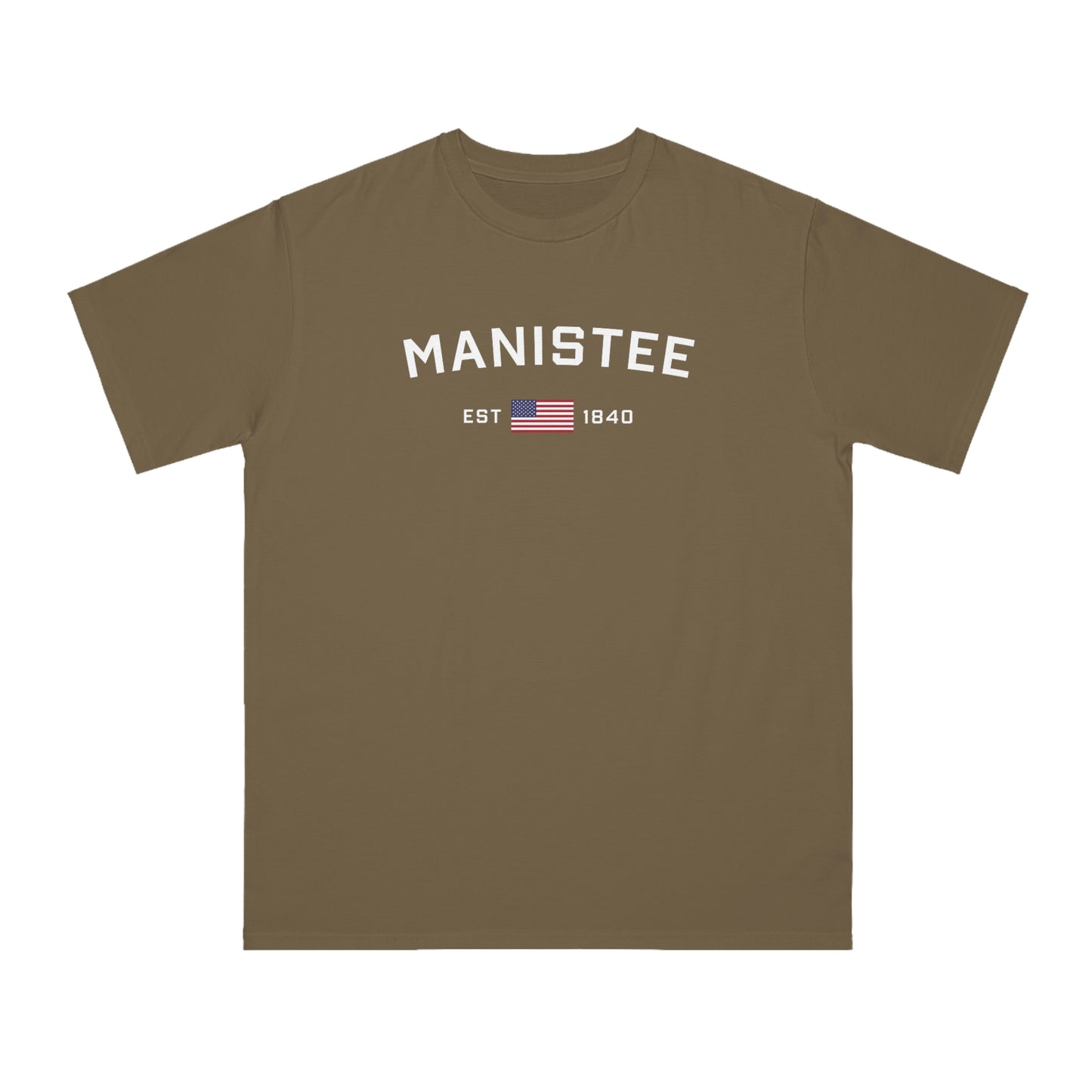 'Manistee EST 1840' T-Shirt (w/ USA Flag | Organic Unisex