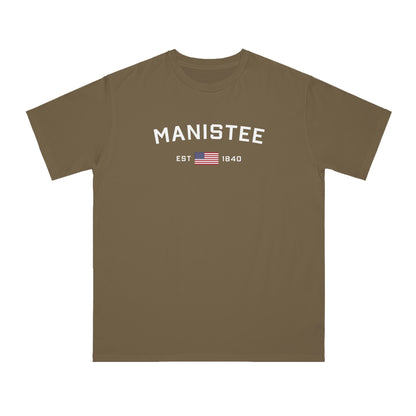 'Manistee EST 1840' T-Shirt (w/ USA Flag | Organic Unisex