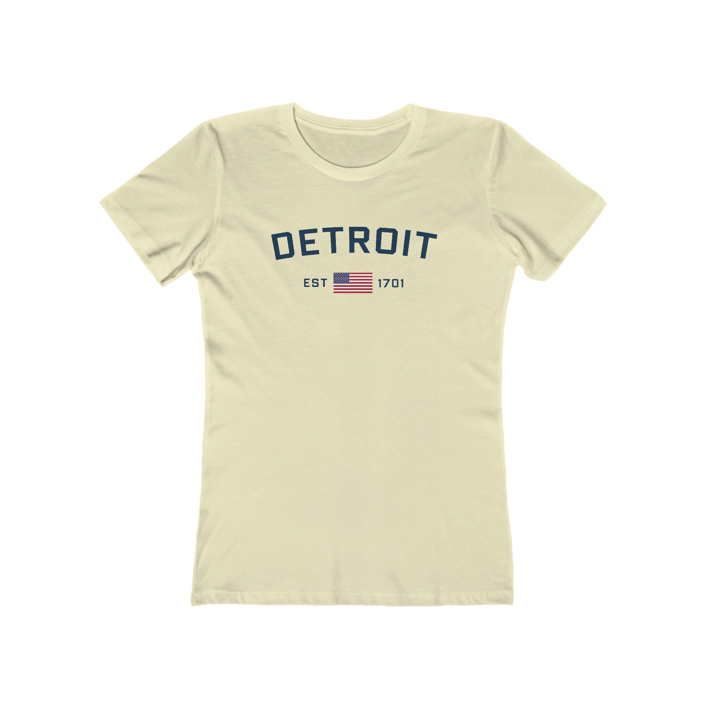 'Detroit EST 1701' T-Shirt (w/USA Flag Outline) | Women's Boyfriend Cut