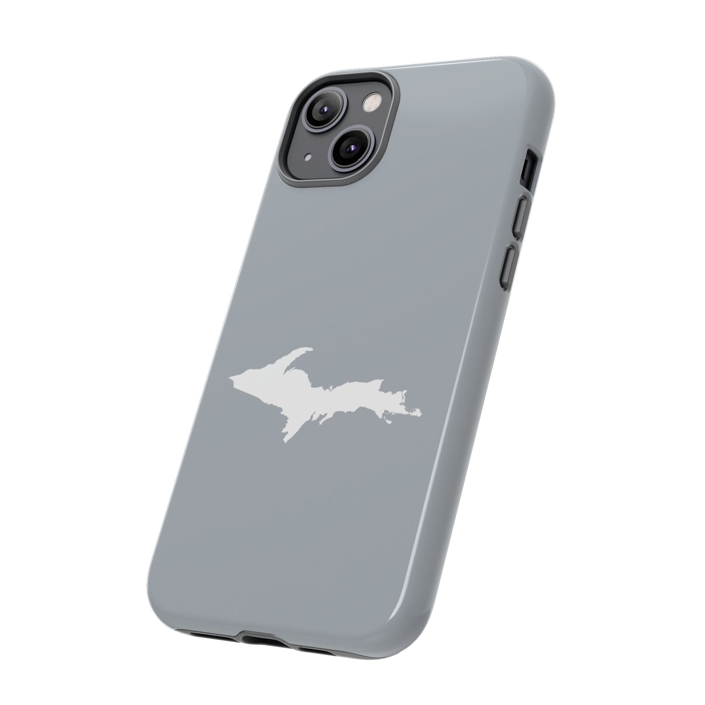 Michigan Upper Peninsula Tough Phone Case (Silver w/ UP Outline) | Apple iPhone