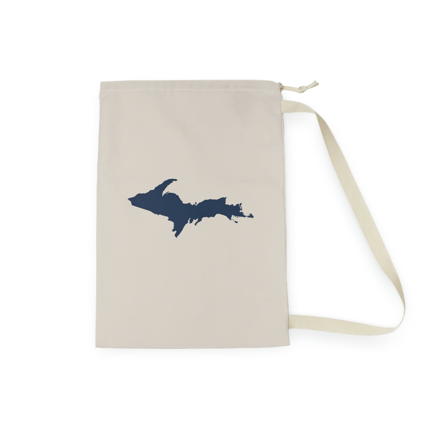 Michigan Upper Peninsula Laundry Bag (Canvas Color w/ Navy UP Outline)