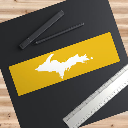 Michigan Upper Peninsula Bumper Sticker (w/ UP Outline) | Gold Background