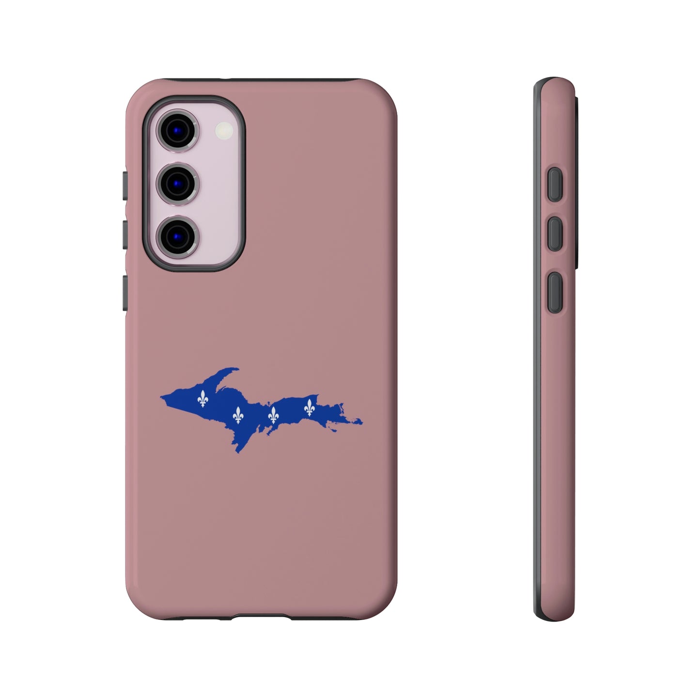 Michigan Upper Peninsula Tough Phone Case (Cherry Blossom Pink w/ UP Quebec Flag Outline) | Samsung & Pixel Android