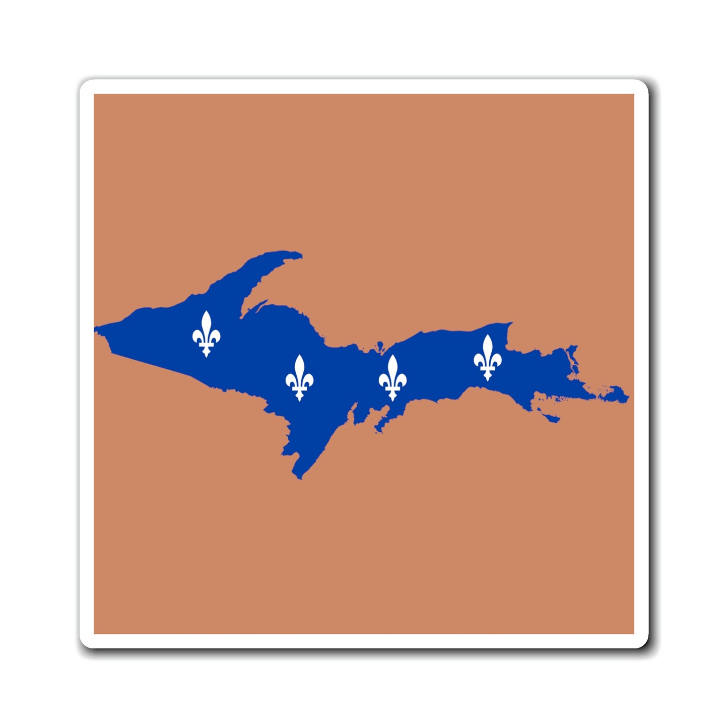 Michigan Upper Peninsula Square Magnet (Copper Color w/ UP Quebec Flag Outline)