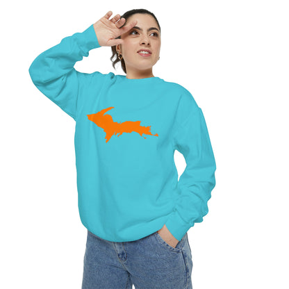 Michigan Upper Peninsula Sweatshirt (w/ Orange UP Outline) | Unisex Garment Dyed