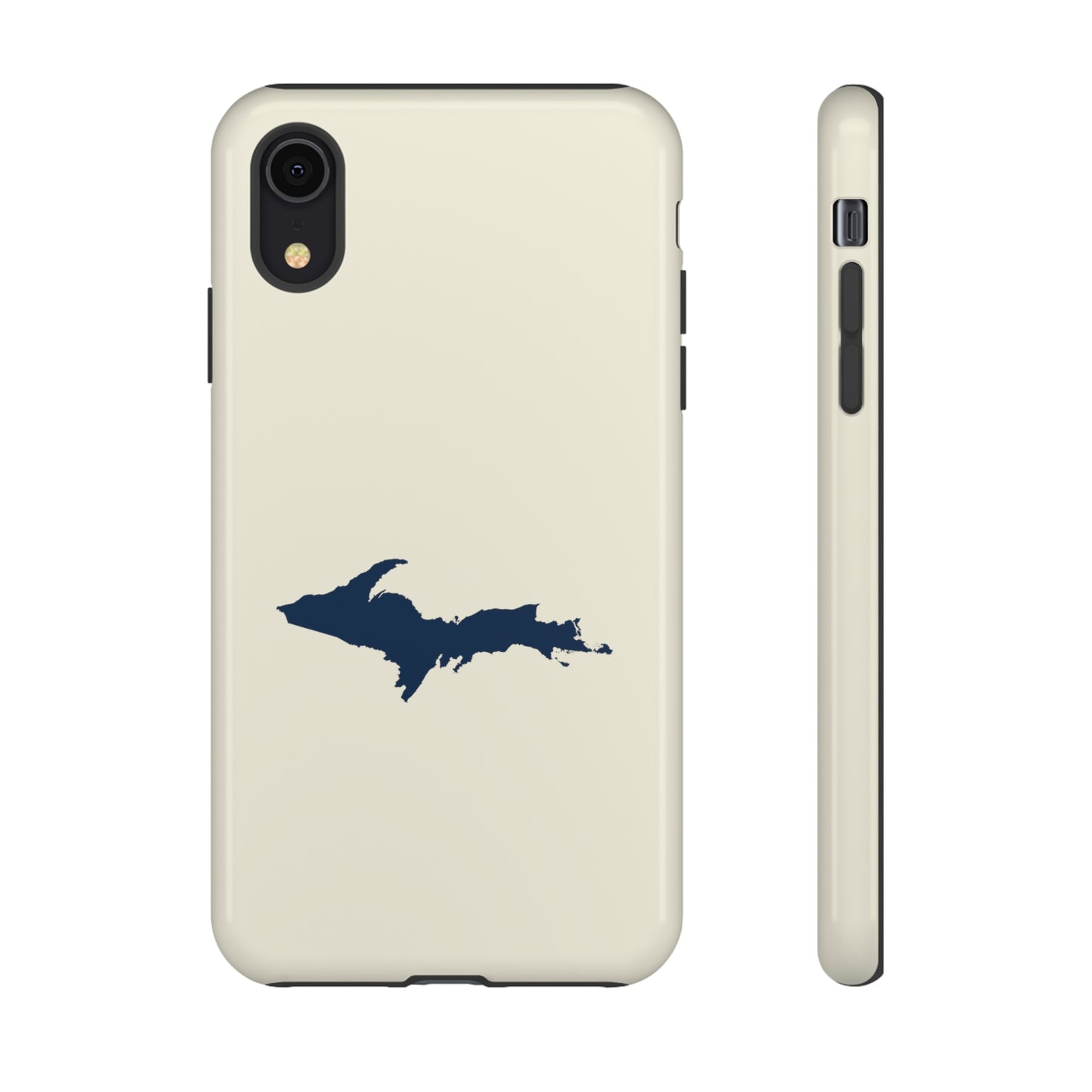 Michigan Upper Peninsula Tough Phone Case (Ivory w/ UP Outline) | Apple iPhone