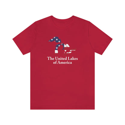 'The United Lakes of America' T-Shirt (w/ Great Lakes USA Flag Outline) | Unisex Standard Fit