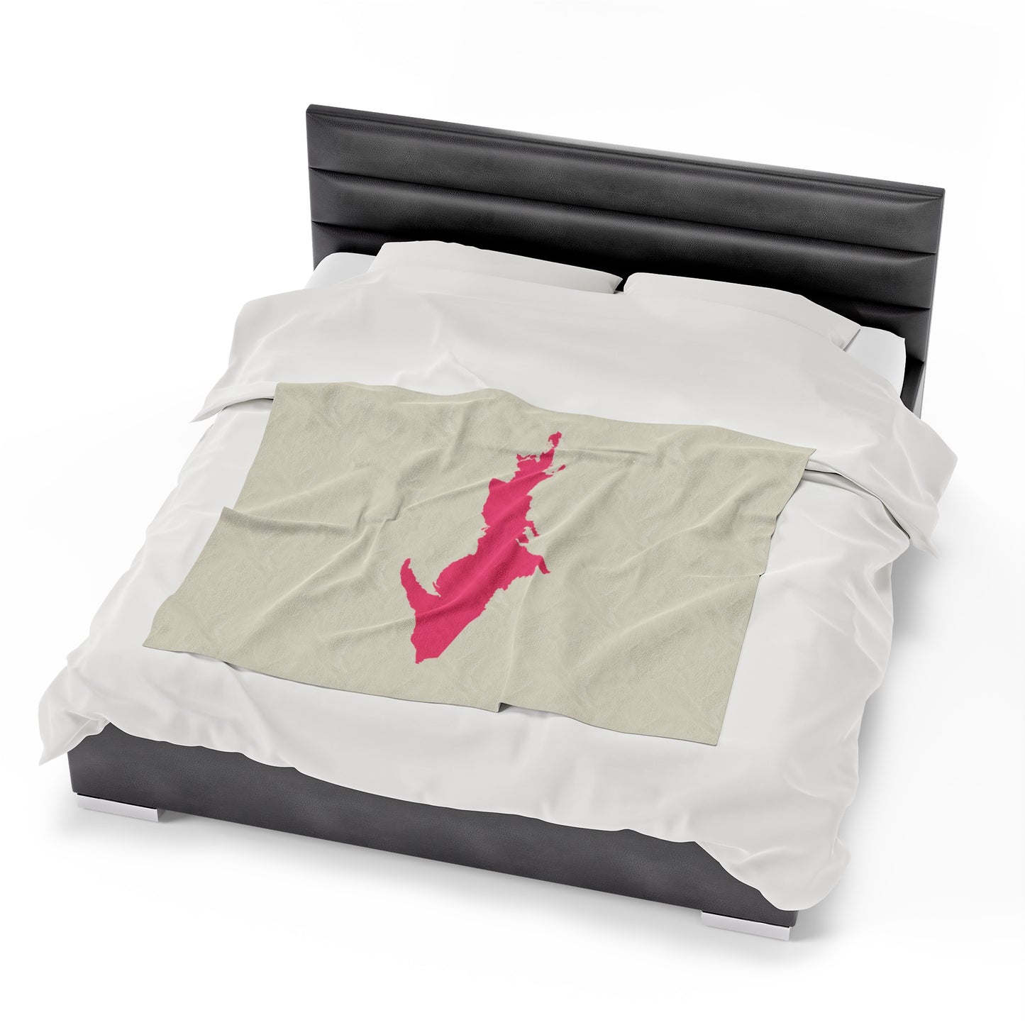 Michigan Upper Peninsula Plush Blanket (w/ Pink UP Outline) | Ivory White