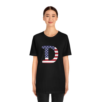 Detroit 'Old French D' T-Shirt (w/ USA Flag Outline) | Unisex Standard Fit