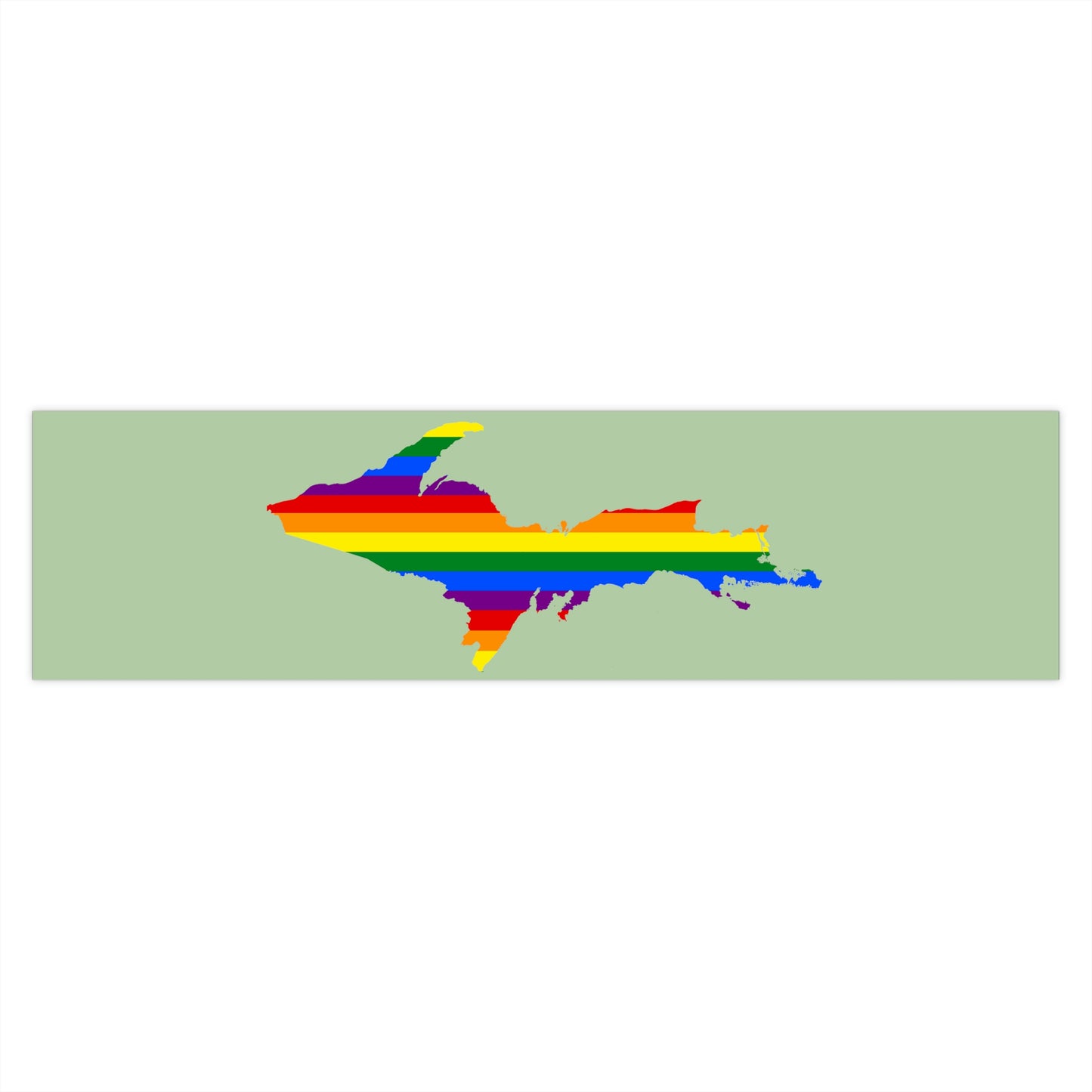 Michigan Upper Peninsula Bumper Stickers (w/ UP Pride Flag Outline) | Green Tea Color Background