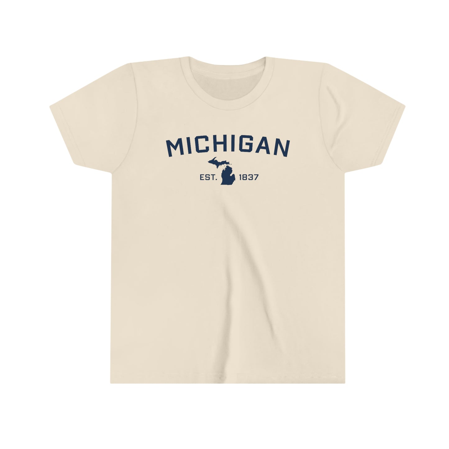 'Michigan EST 1837' T-Shirt (w/ MI Outline) | Youth Short Sleeve