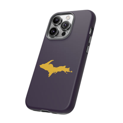 Michigan Upper Peninsula Tough Phone Case (Blackcurrant w/ Gold UP Outline) | Apple iPhone