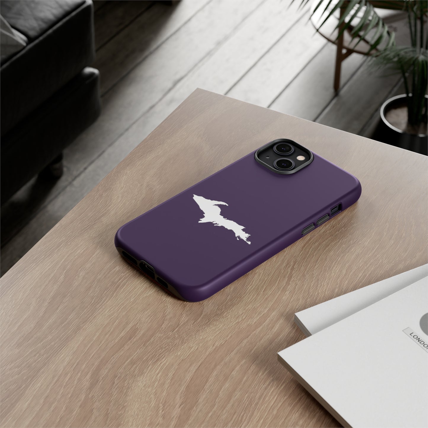 Michigan Upper Peninsula Tough Phone Case (Blackcurrant w/ UP Outline) | Apple iPhone