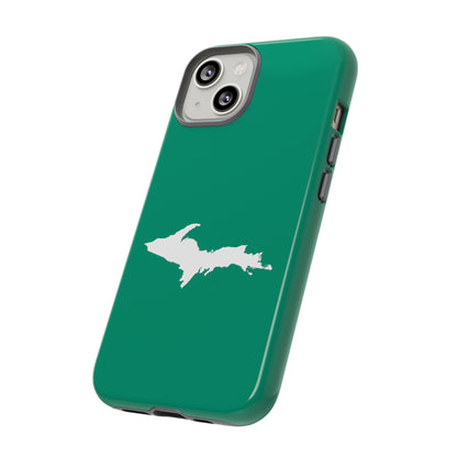 Michigan Upper Peninsula Tough Phone Case (Emerald Green w/ UP Outline) | Apple iPhone