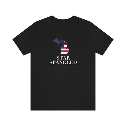 Michigan 'Star Spangled' T-Shirt (w/ MI USA Flag Outline) | Unisex Standard Fit