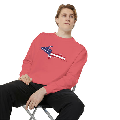 Michigan Upper Peninsula Sweatshirt (w/ UP USA Flag Outline) | Unisex Garment Dyed