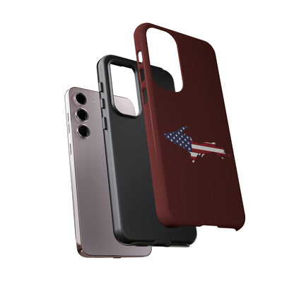 Michigan Upper Peninsula Tough Phone Case (Cherrywoold Color w/ UP USA Flag Outline) | Samsung & Pixel Android