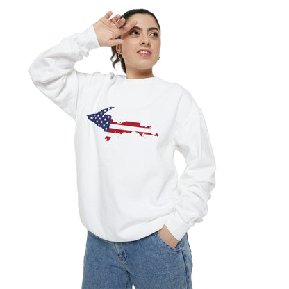 Michigan Upper Peninsula Sweatshirt (w/ UP USA Flag Outline) | Unisex Garment Dyed