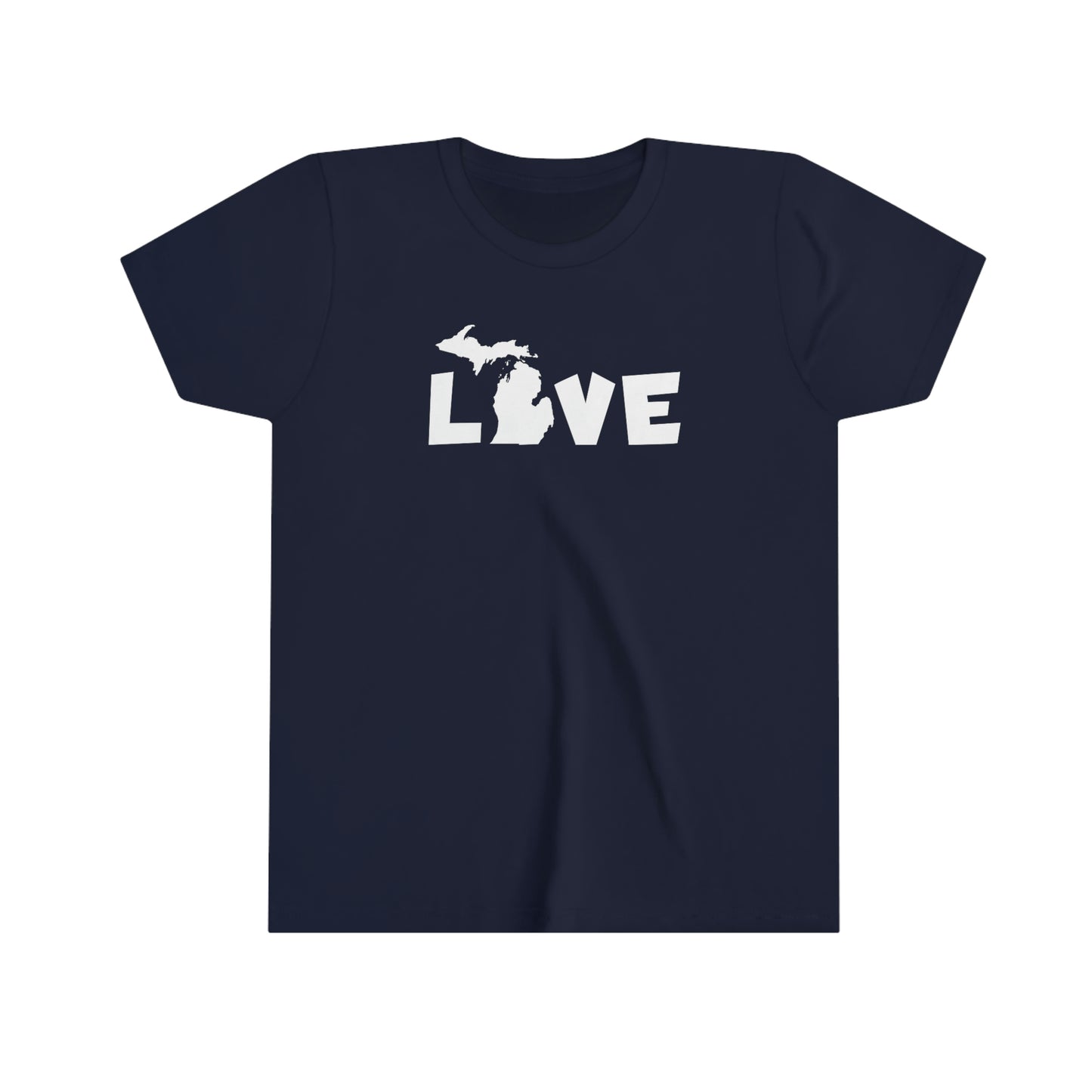 Michigan 'Love' T-Shirt (Whimsical Sans Font) | Youth Short Sleeve