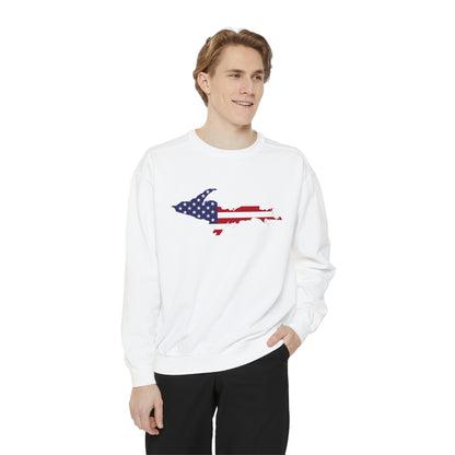 Michigan Upper Peninsula Sweatshirt (w/ UP USA Flag Outline) | Unisex Garment Dyed